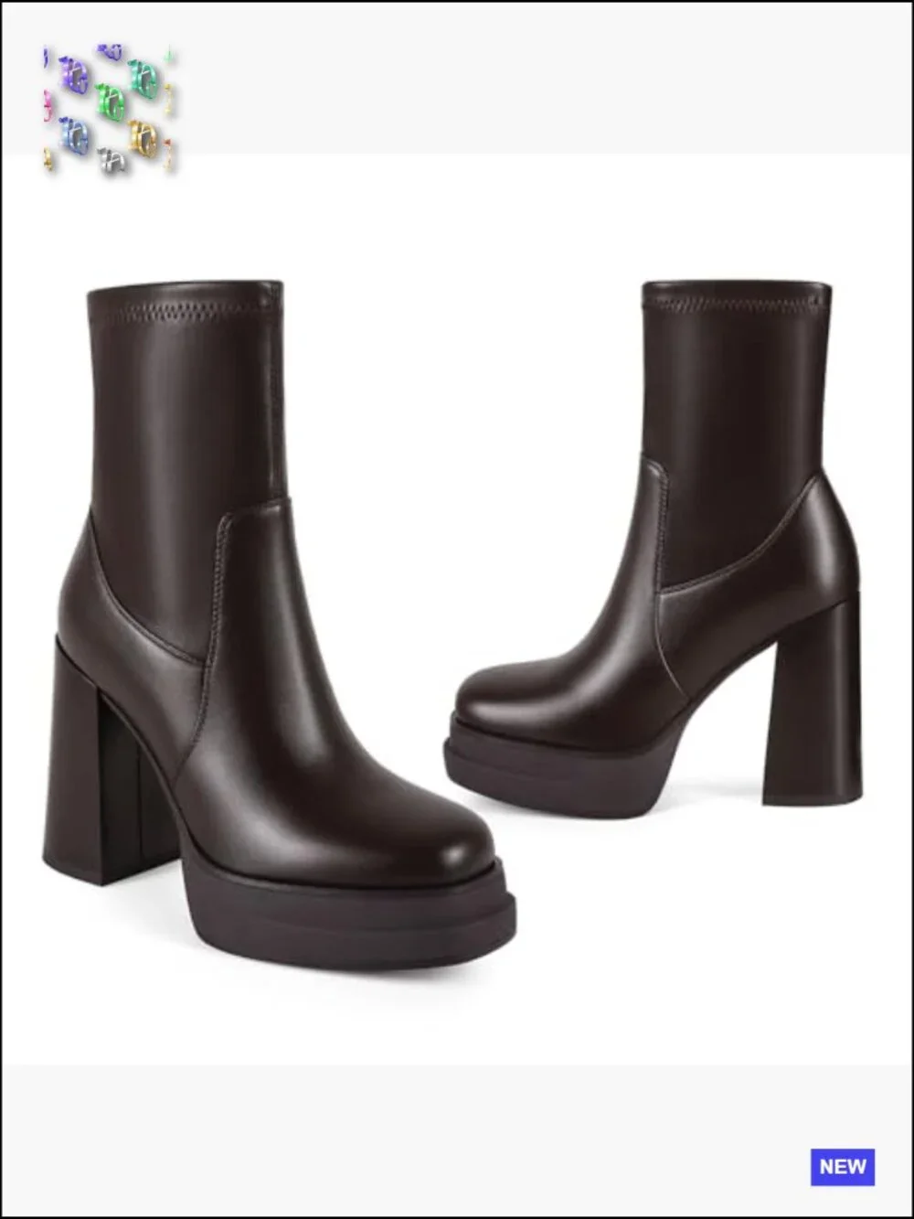 Chunky Platform Ankle Boots Y2K Square Toe High Heel Stretchy Go-Go Booties